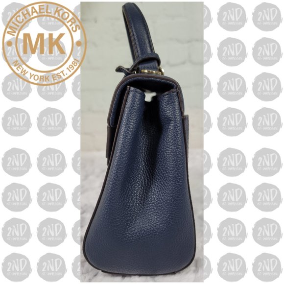 Michael Kors Karson Mini Satchel Lugage Blue Top Handle Crossbody - Picture 6 of 13